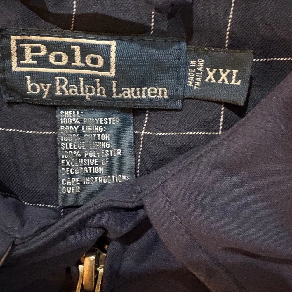 Polo Ralph Lauren Mens XXL Navy Blue Harrington Jacket Plaid Lined Windbreaker